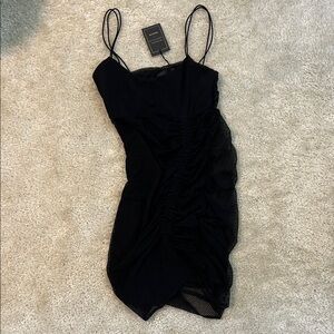 Elegant Black Ruched Dress